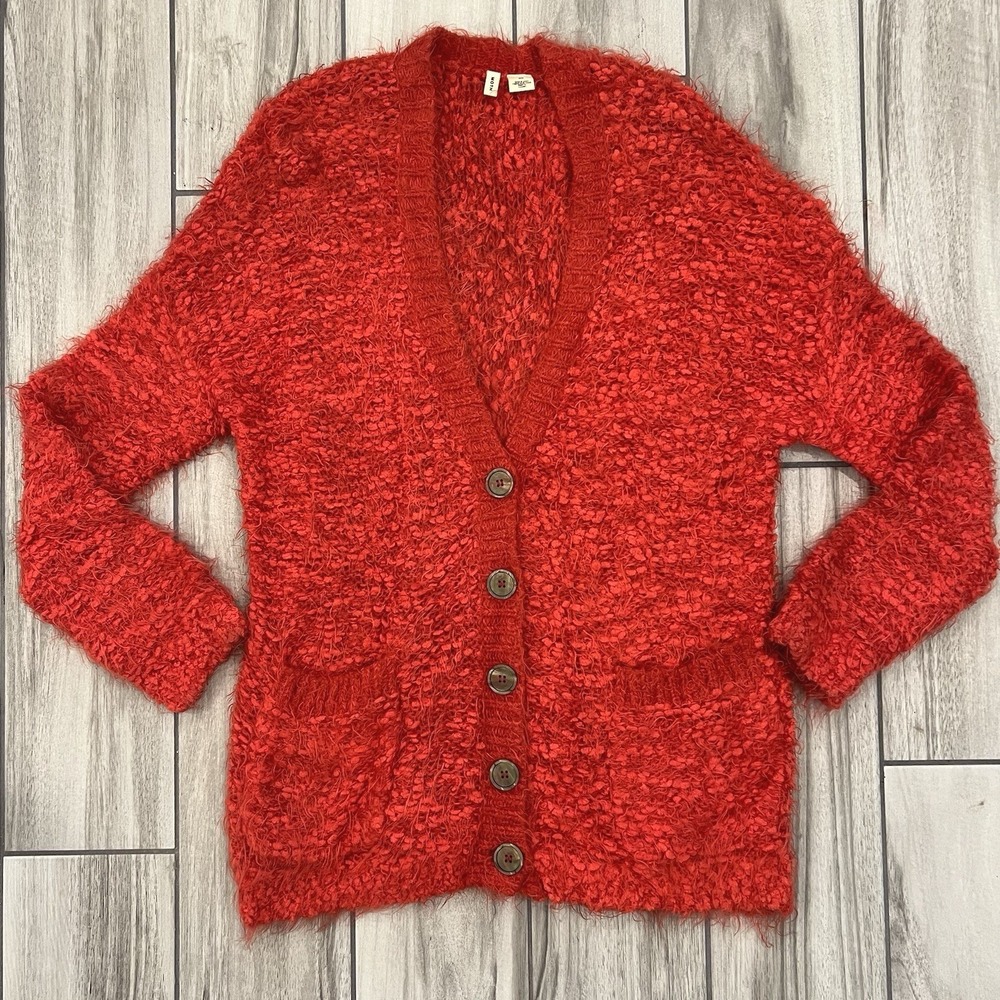 Moth Anthropologie Cardigan Women Medium Excellent Eyelash Knit V-Neck Pocket